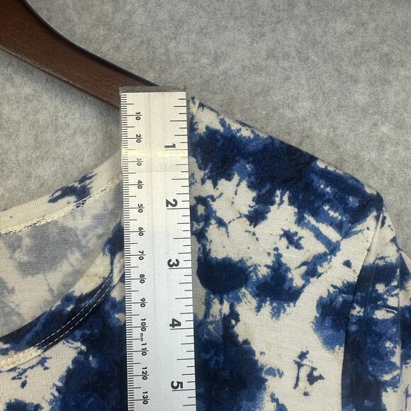 Romeo + Juliet Couture Top Womens Large Blue White Tie Dye Assymentrical Tunic - Picture 9 of 10